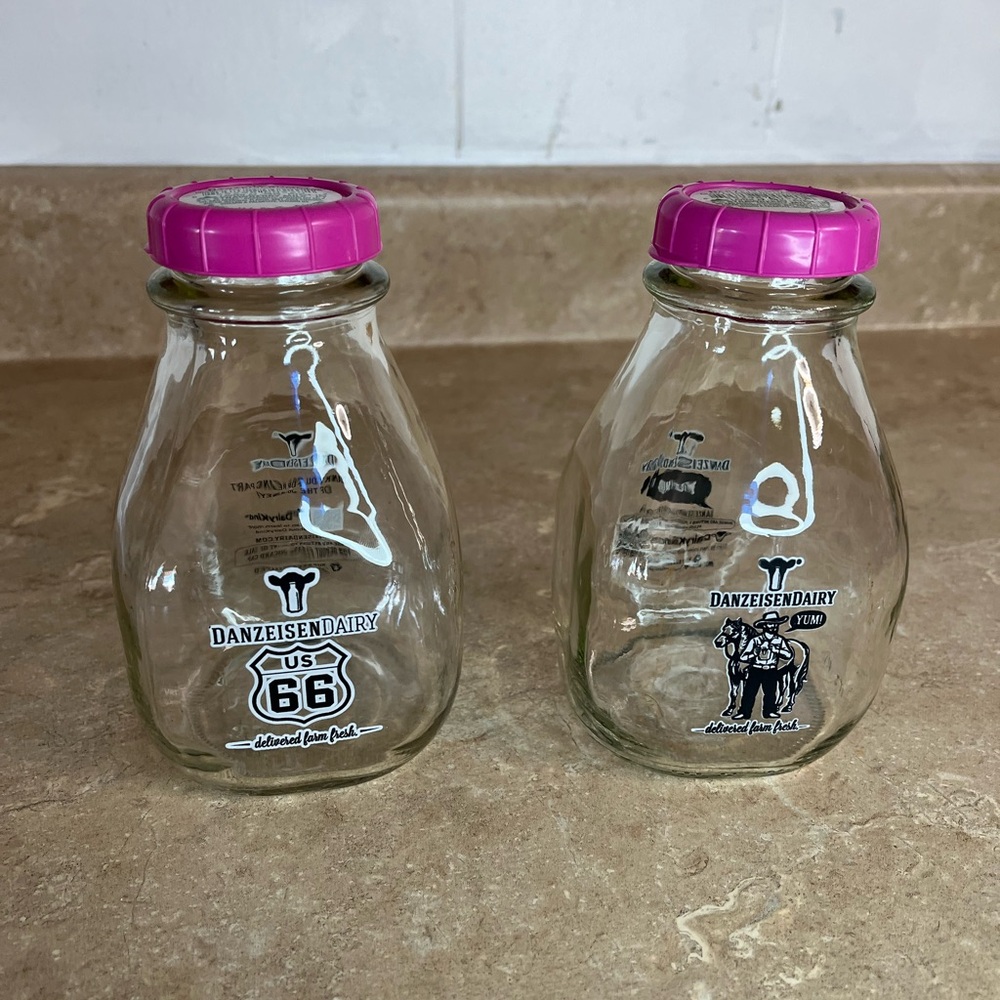 Glass Milk Bottles (Set of 2) 16 OZ